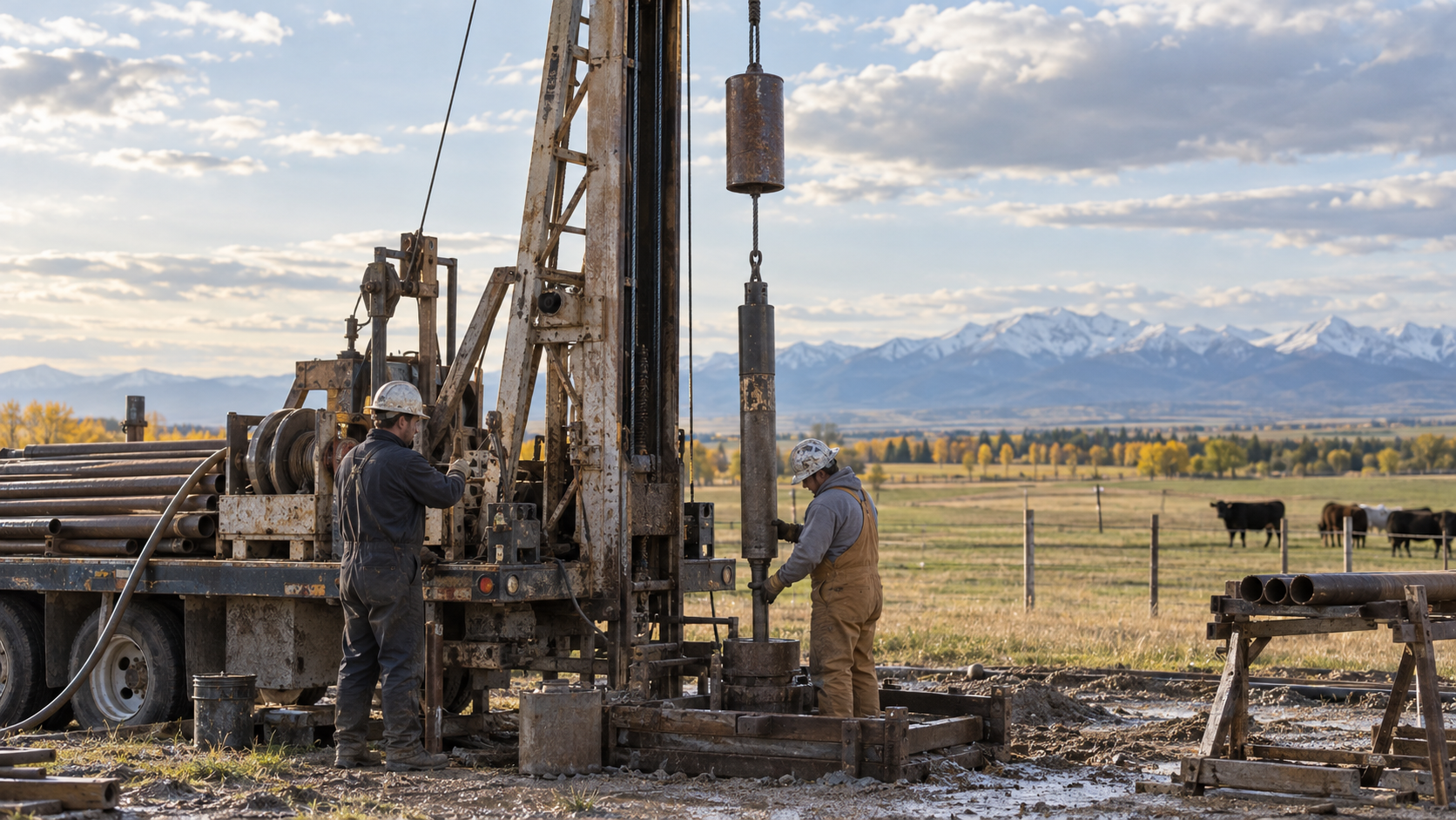 Cable-tool water-well drilling