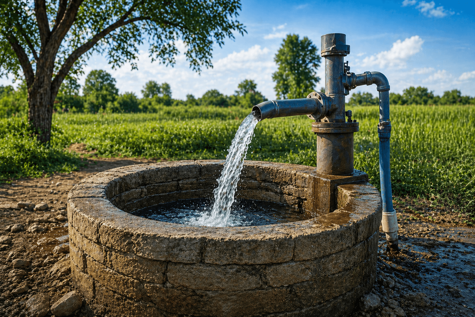 Completed rural water well